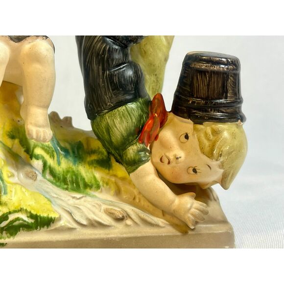 Vtg Jack and Jill Tumbling Down the Hill Bucket Figurine Porcelain - Picture 3 of 6